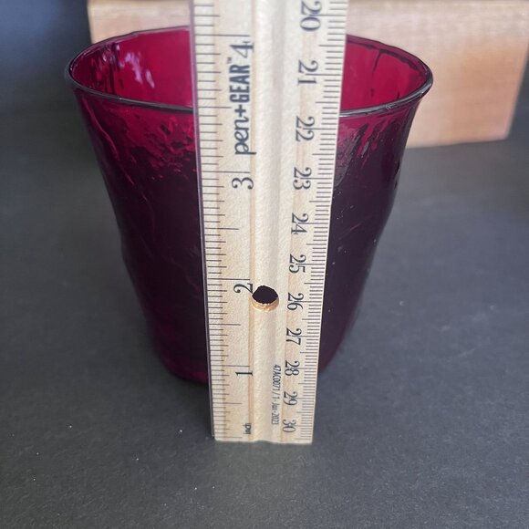 Vintage Morgantown Crinkle Ruby Old Fashion Cocktail Glasses Set Of 6 MCM 10 Oz - Picture 4 of 5